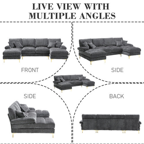 Sectional Couch For Living Room With Double Chaise U- Shaped Sofa - FRPURE
