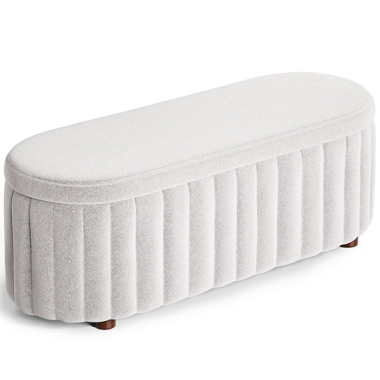 Cozy Linen Upholstered Storage Bench for Bedroom or Living Room - FRPURE