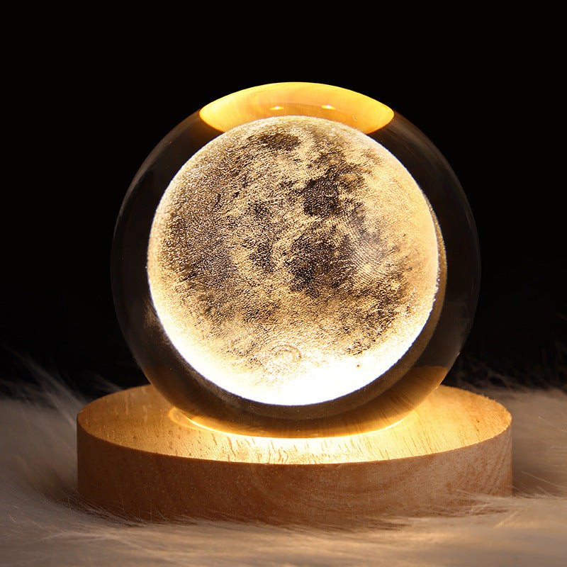3D Galaxy Crystal Ball LED Table Lamp – Planet & Moon Night Light - FRPURE