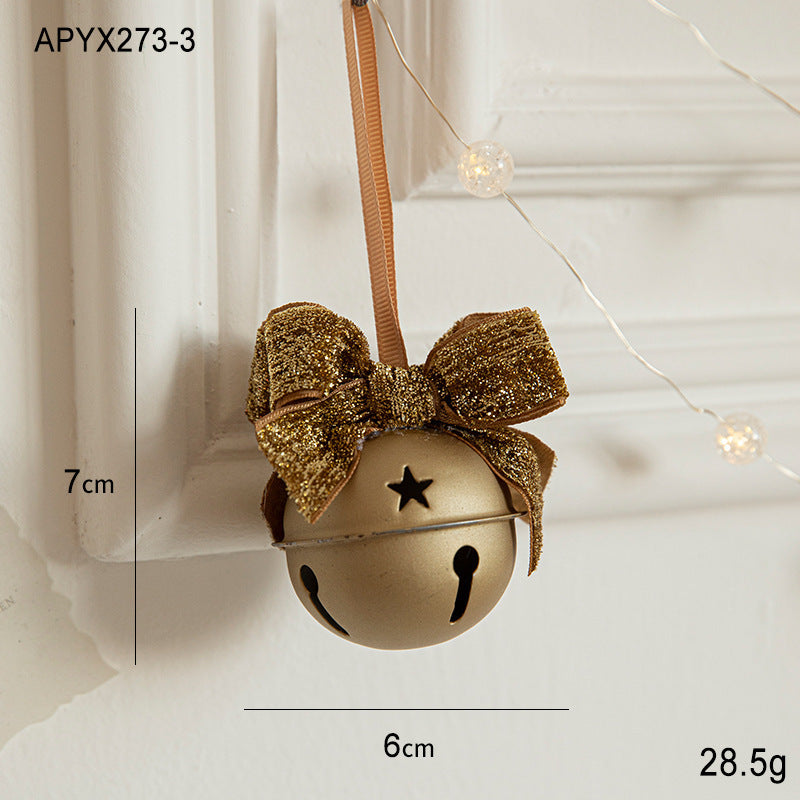 Christmas Little Bell Shape Velvet Bow Small Hanging Piece - FRPURE