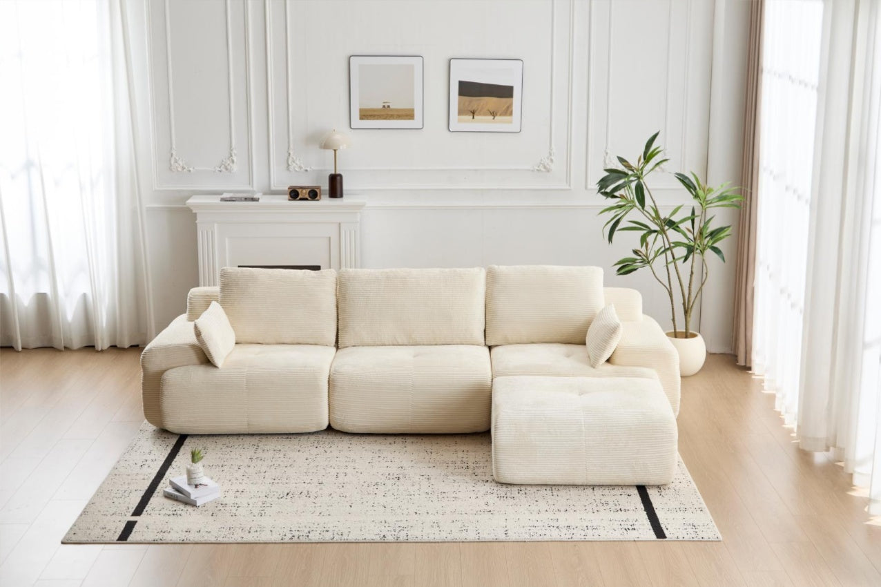 Beige Large Cloud Modular Sectional SofaExtra Deep Loveseat No Assembly Require