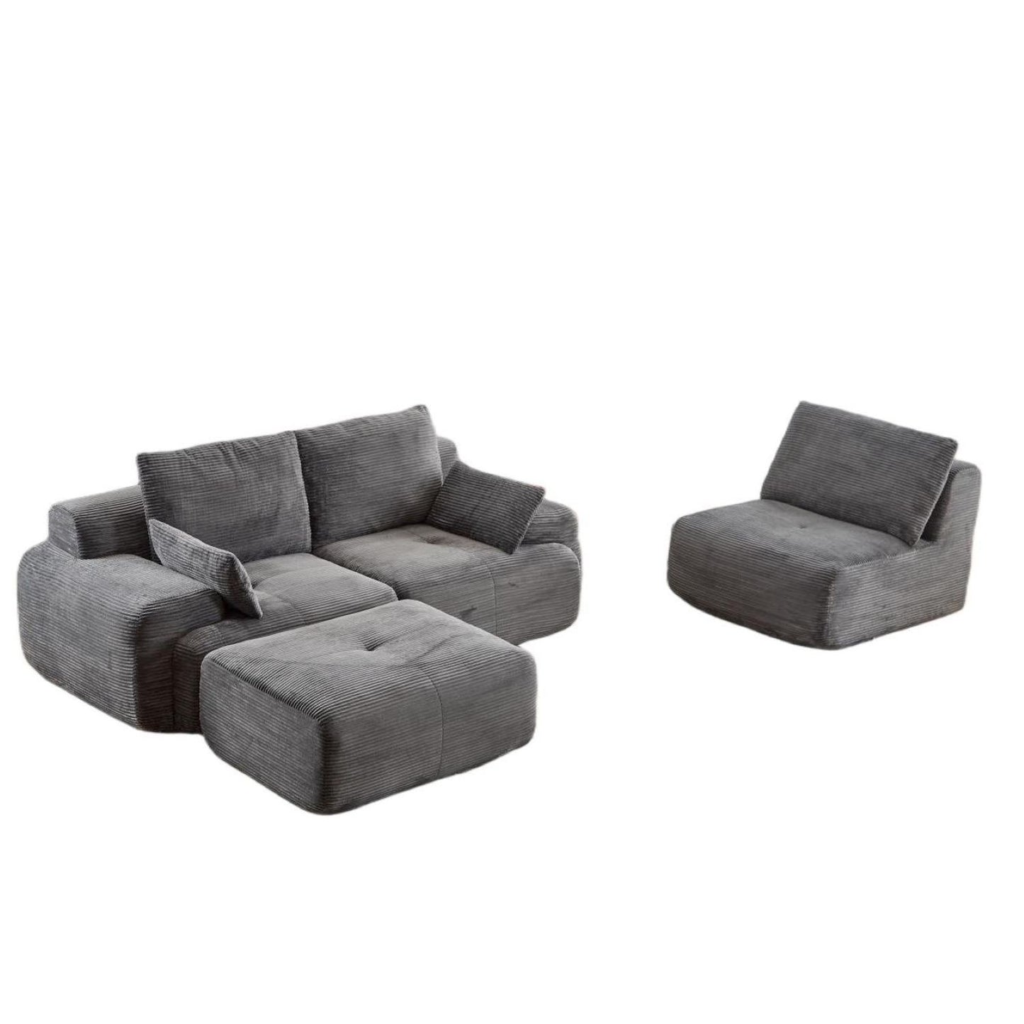 Grey Cloud Modular Sectional SofaExtra Deep Loveseat,No Assembly Required