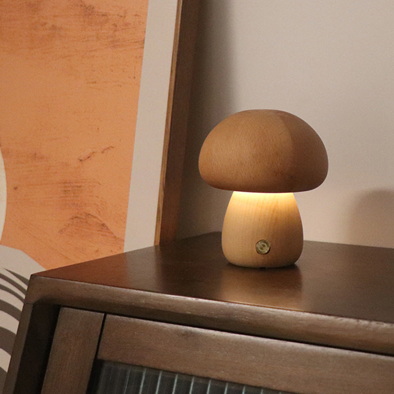 Wooden Mushroom LED Night Light – Touch Switch Lamp - FRPURE
