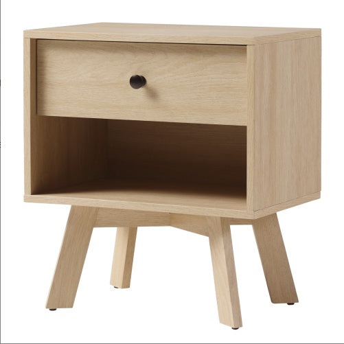 Mid-Century Modern 1-Drawer Nightstand – Coastal Oak - FRPURE