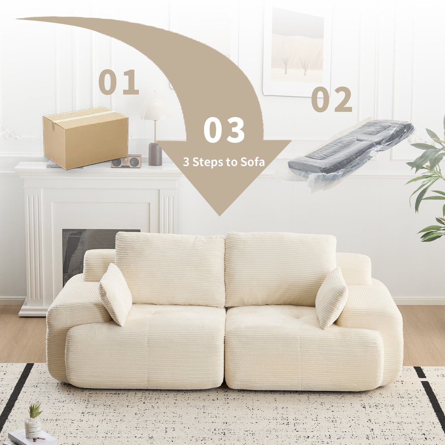 Beige Cloud Modular Sectional Sofa No Assembly Required