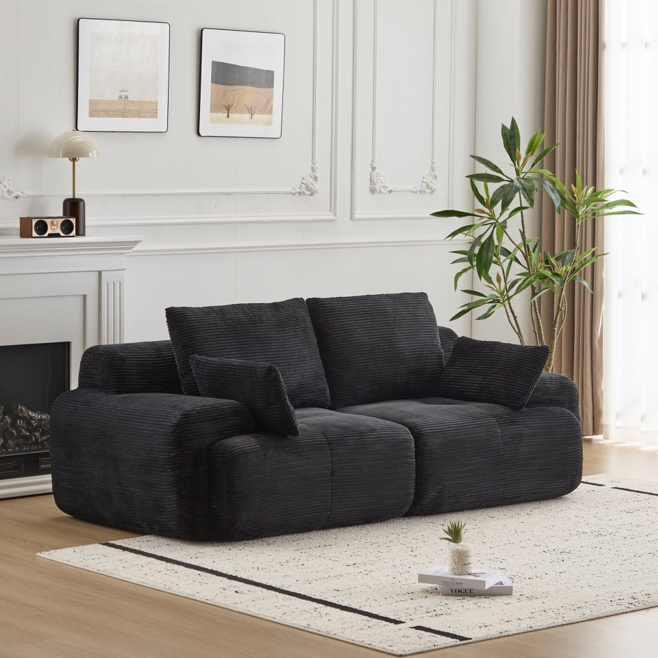 Black Cloud Modular Sectional Sofa Loveseat,No Assembly Required,